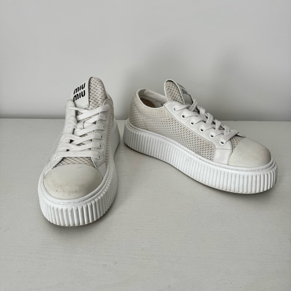 Miu Miu White Sneakers Sz 38/8 - Picture 2 of 9